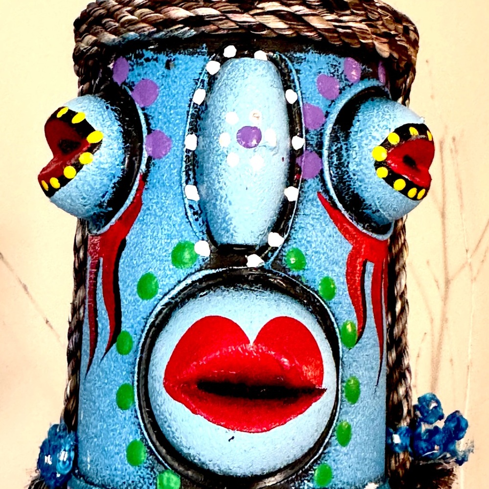 Puerto Rico Colorful Tribal Mask Style Hand Painted Bold Cup Decor New